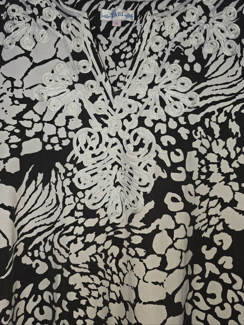 Tabi Black & White Printed Sleeveless Dress Sz XL - Picture 2 of 6